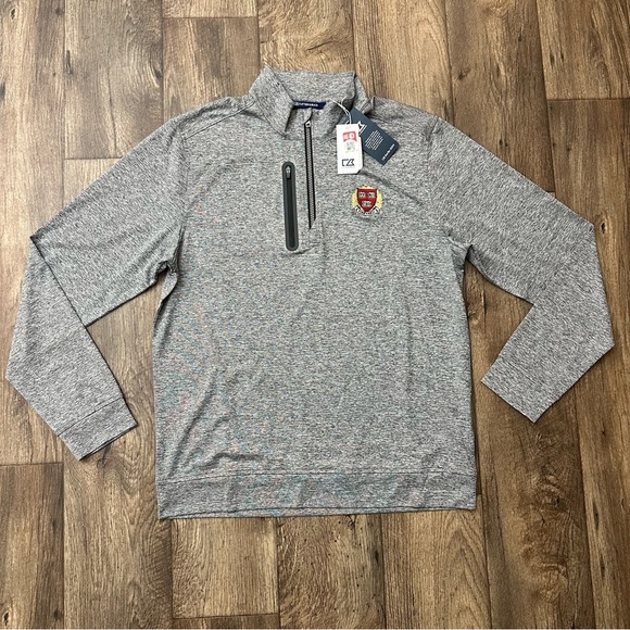 Cutter & Buck Harvard University Logo Gray Sun Protect Pullover